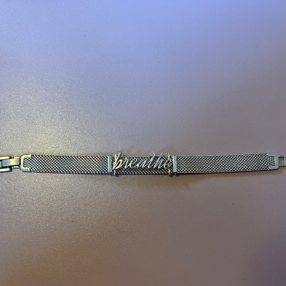 NWT Keep Collective Stella & Dot Silver 'Breathe' Charm and silver mesh bracelet - Picture 4 of 4